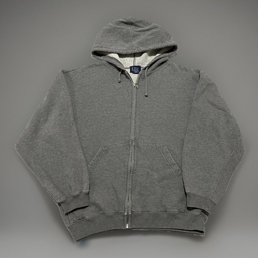 Vintage Gap Womens Dark Gray Streetwear Full Zip Distressed Heavy Hoodie Size M